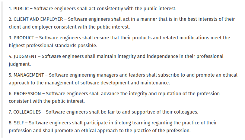 Eight Principles - IEEE CS Code of Ethics